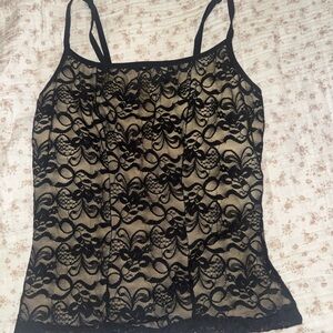 Black Lace Overlay Camisole Tank